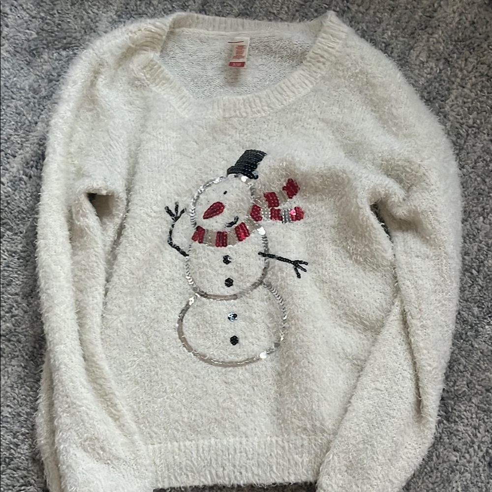 Cozy White Snowman Sweater Ugly Christmas Sweater